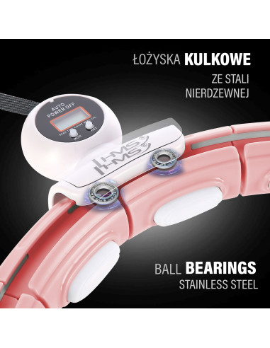 HHM15 HULA-HOOP-REIFEN PINK MIT MAGNETEN UND ZÄHLER HMS + SLIMMING-GURT BR163 RED