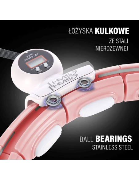 HHM15 HULA-HOOP-REIFEN PINK MIT MAGNETEN UND ZÄHLER HMS + SLIMMING-GURT BR163 RED