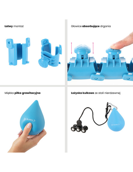 HHW01 HULA-HOOP-REIFEN BLUE MIT MASSAGENOPPEN UND ZÄHLER HMS + SLIMMING-GURT BR163 RED