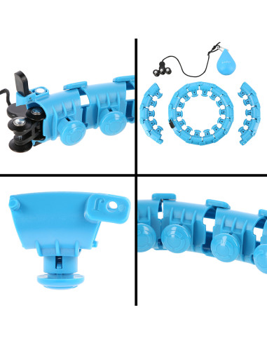 HHW01 HULA-HOOP-REIFEN BLUE MIT MASSAGENOPPEN UND ZÄHLER HMS + SLIMMING-GURT BR163 RED