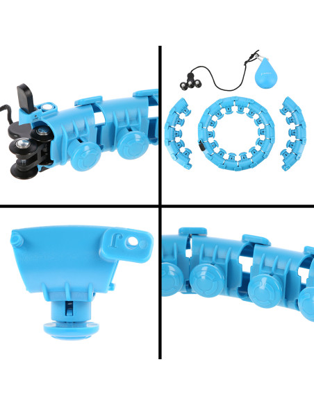 HHW01 HULA-HOOP-REIFEN BLUE MIT MASSAGENOPPEN UND ZÄHLER HMS + SLIMMING-GURT BR163 RED