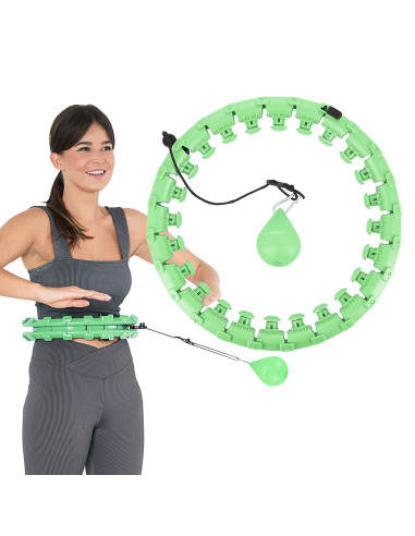 HHW01 HULA-HOOP-REIFEN GREEN MIT MASSAGENOPPEN UND ZÄHLER HMS + SLIMMING-GURT BR163 RED