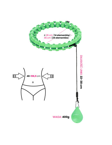 HHW01 HULA-HOOP-REIFEN GREEN MIT MASSAGENOPPEN UND ZÄHLER HMS + SLIMMING-GURT BR163 RED