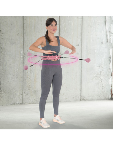 HHW01 HULA-HOOP-REIFEN PINK MIT MASSAGENOPPEN UND ZÄHLER HMS + SLIMMING-GURT BR163 RED