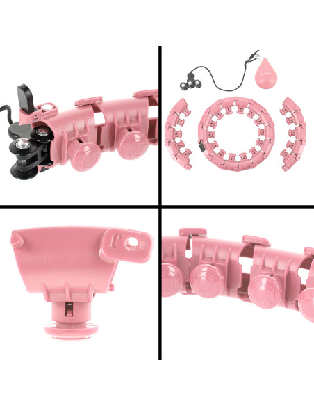 HHW01 HULA-HOOP-REIFEN PINK MIT MASSAGENOPPEN UND ZÄHLER HMS + SLIMMING-GURT BR163 RED