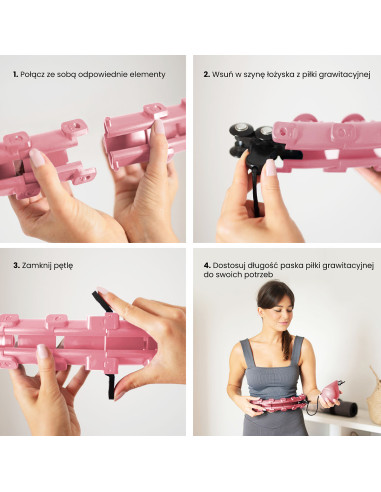 HHW01 HULA-HOOP-REIFEN PINK MIT MASSAGENOPPEN UND ZÄHLER HMS + SLIMMING-GURT BR163 RED