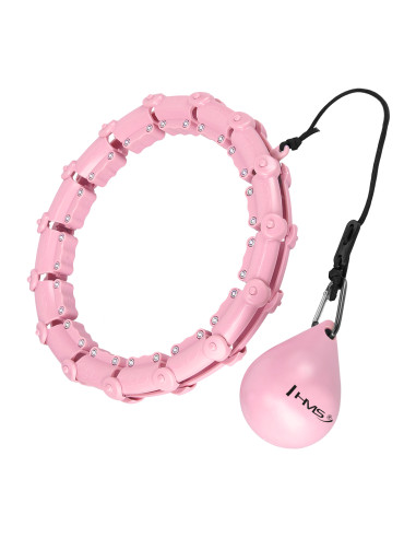 HHW02 HULA-HOOP-REIFEN LIGHT PINK MIT MASSAGENOPPEN UND ZÄHLER HMS + SLIMMING-GURT BR163 BLACK