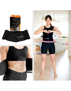 HHW02 HULA-HOOP-REIFEN LIGHT PINK MIT MASSAGENOPPEN UND ZÄHLER HMS + SLIMMING-GURT BR163 BLACK 2
