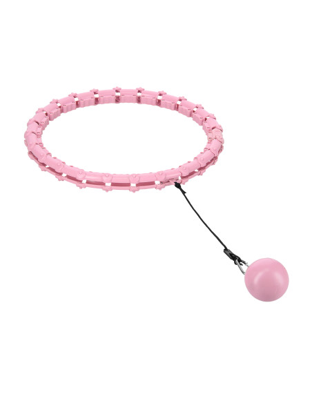 HHW02 HULA-HOOP-REIFEN LIGHT PINK MIT MASSAGENOPPEN UND ZÄHLER HMS + SLIMMING-GURT BR163 BLACK