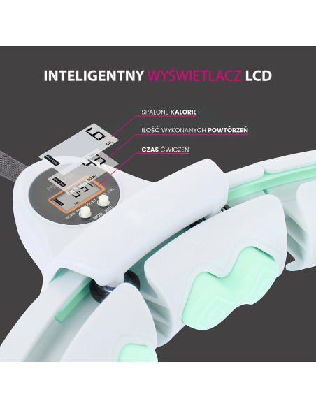 HHW06 HULA-HOOP-REIFEN GREEN MIT MASSAGENOPPEN UND ZÄHLER HMS + SLIMMING-GURT BR163 BLACK