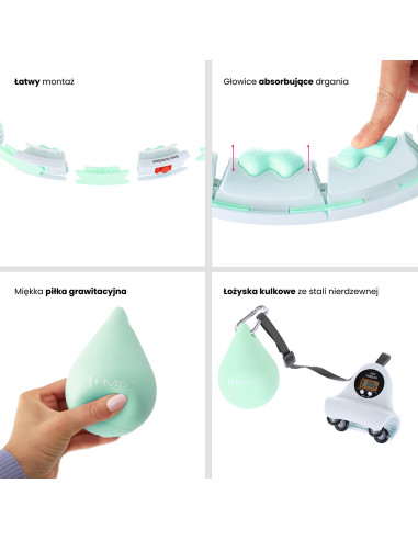 HHW06 HULA-HOOP-REIFEN GREEN MIT MASSAGENOPPEN UND ZÄHLER HMS + SLIMMING-GURT BR163 BLACK