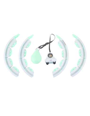 HHW06 HULA-HOOP-REIFEN GREEN MIT MASSAGENOPPEN UND ZÄHLER HMS + SLIMMING-GURT BR163 BLACK