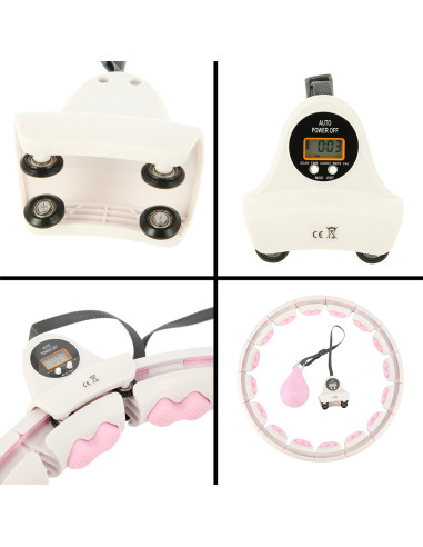 HHW06 HULA-HOOP-REIFEN PINK MIT MASSAGENOPPEN UND ZÄHLER HMS + SLIMMING-GURT BR163 BLACK