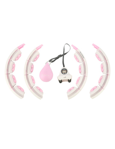 HHW06 HULA-HOOP-REIFEN PINK MIT MASSAGENOPPEN UND ZÄHLER HMS + SLIMMING-GURT BR163 BLACK