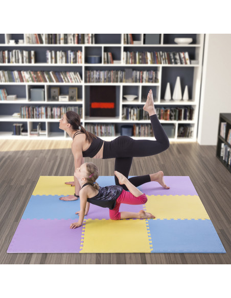 PUZZLE-MATTE UNTERLEGMATTE GELB-BLAU-VIOLETT 9 ELEMENTE 10MM