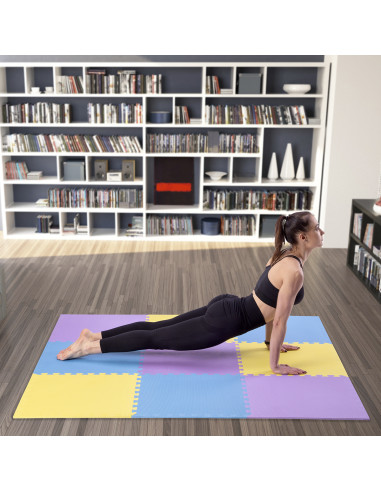 PUZZLE-MATTE UNTERLEGMATTE GELB-BLAU-VIOLETT 9 ELEMENTE 10MM