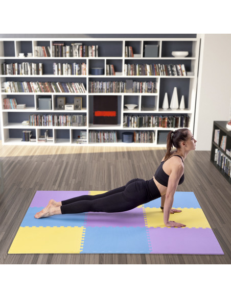 PUZZLE-MATTE UNTERLEGMATTE GELB-BLAU-VIOLETT 9 ELEMENTE 10MM