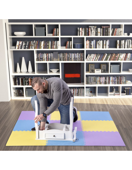 PUZZLE-MATTE UNTERLEGMATTE GELB-BLAU-VIOLETT 9 ELEMENTE 10MM