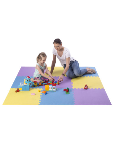 PUZZLE-MATTE UNTERLEGMATTE GELB-BLAU-VIOLETT 9 ELEMENTE 10MM