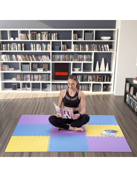 PUZZLE-MATTE UNTERLEGMATTE GELB-BLAU-VIOLETT 9 ELEMENTE 10MM