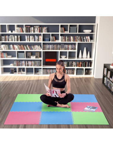 MULTIPACK GRÜN-BLAU-ROT PUZZLE-MATTE UNTERLEGMATTE 60x60x1,0 9 St. ONE FITNESS