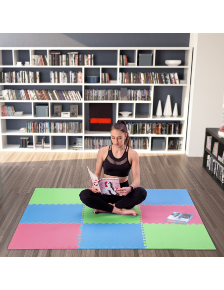 MULTIPACK GRÜN-BLAU-ROT PUZZLE-MATTE UNTERLEGMATTE 60x60x1,0 9 St. ONE FITNESS