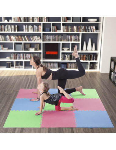 MULTIPACK GRÜN-BLAU-ROT PUZZLE-MATTE UNTERLEGMATTE 60x60x1,0 9 St. ONE FITNESS