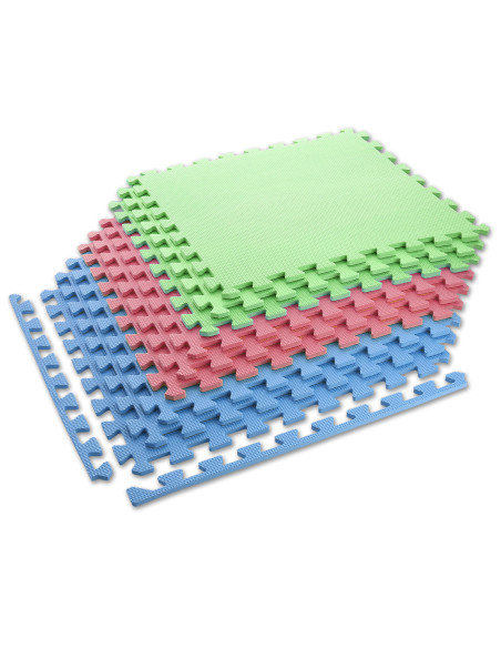 MULTIPACK GRÜN-BLAU-ROT PUZZLE-MATTE UNTERLEGMATTE 60x60x1,0 9 St. ONE FITNESS