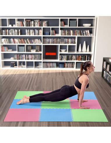 MULTIPACK GRÜN-BLAU-ROT PUZZLE-MATTE UNTERLEGMATTE 60x60x1,0 9 St. ONE FITNESS