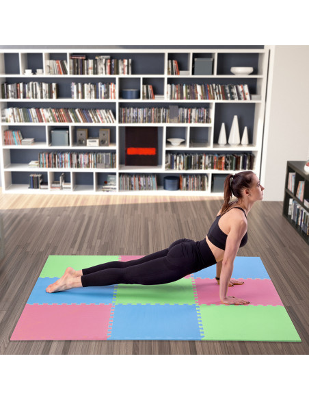 MULTIPACK GRÜN-BLAU-ROT PUZZLE-MATTE UNTERLEGMATTE 60x60x1,0 9 St. ONE FITNESS