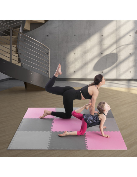 PUZZLE-MATTE UNTERLEGMATTE ROSA-GRAU 9 ELEMENTE 10MM