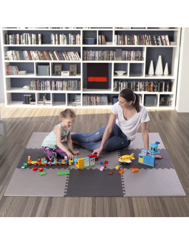 PUZZLE-MATTE FÜR FITNESSGERÄTE HELLGRAU 9 ELEMENTE 12 MM HMS PREMIUM