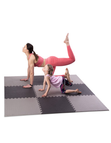 PUZZLE-MATTE FÜR FITNESSGERÄTE HELLGRAU 9 ELEMENTE 12 MM HMS PREMIUM