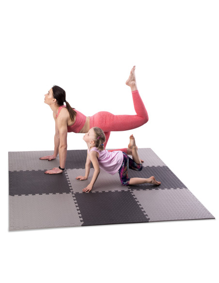 PUZZLE-MATTE FÜR FITNESSGERÄTE HELLGRAU 9 ELEMENTE 12 MM HMS PREMIUM