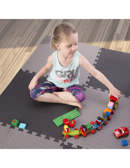 PUZZLE-MATTE FÜR FITNESSGERÄTE HELLGRAU 9 ELEMENTE 12 MM HMS PREMIUM