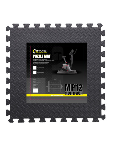 PUZZLE-MATTE FÜR FITNESSGERÄTE HELLGRAU 9 ELEMENTE 12 MM HMS PREMIUM