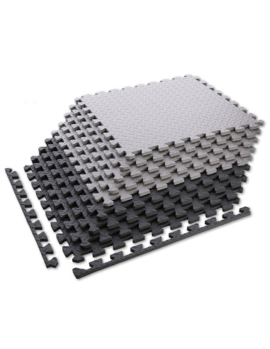 PUZZLE-MATTE FÜR FITNESSGERÄTE HELLGRAU 9 ELEMENTE 12 MM HMS PREMIUM