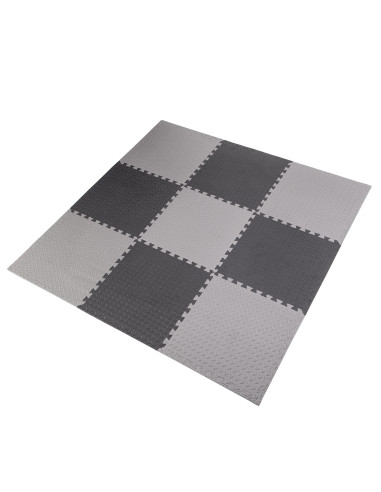 PUZZLE-MATTE FÜR FITNESSGERÄTE HELLGRAU 9 ELEMENTE 12 MM HMS PREMIUM