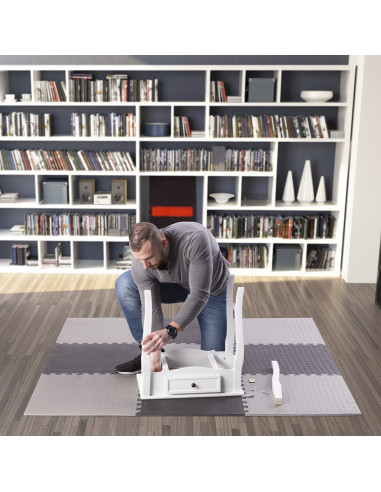 PUZZLE-MATTE FÜR FITNESSGERÄTE HELLGRAU 9 ELEMENTE 12 MM HMS PREMIUM