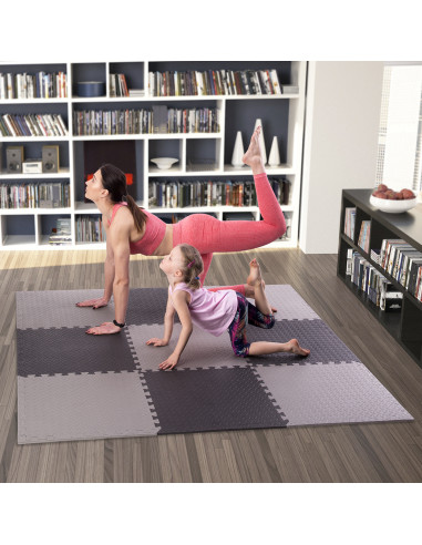 PUZZLE-MATTE FÜR FITNESSGERÄTE HELLGRAU 9 ELEMENTE 12 MM HMS PREMIUM