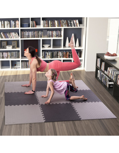 PUZZLE-MATTE FÜR FITNESSGERÄTE HELLGRAU 9 ELEMENTE 12 MM HMS PREMIUM