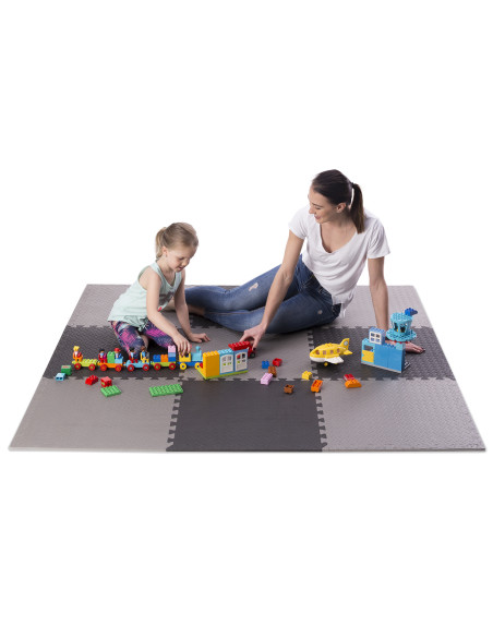 PUZZLE-MATTE FÜR FITNESSGERÄTE HELLGRAU 9 ELEMENTE 12 MM HMS PREMIUM