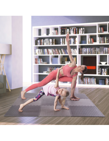 PUZZLE-MATTE FÜR FITNESSGERÄTE DUNKELGRAU 9 ELEMENTE 12 MM HMS PREMIUM