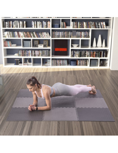 PUZZLE-MATTE FÜR FITNESSGERÄTE DUNKELGRAU 9 ELEMENTE 12 MM HMS PREMIUM