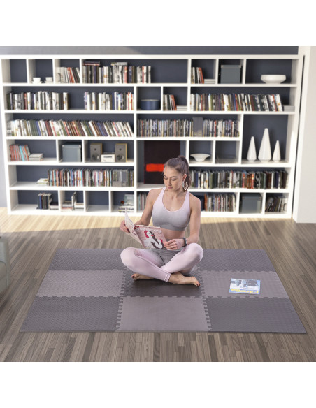 PUZZLE-MATTE FÜR FITNESSGERÄTE DUNKELGRAU 9 ELEMENTE 12 MM HMS PREMIUM