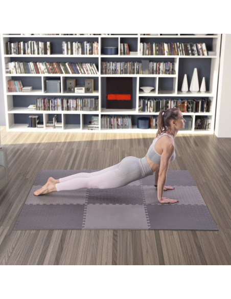 PUZZLE-MATTE FÜR FITNESSGERÄTE DUNKELGRAU 9 ELEMENTE 12 MM HMS PREMIUM