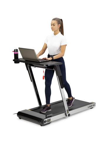 (2-teilig) MULTI GRAY ELEKTRISCHES LAUFBAND MIT DEM SCHREIBTISCH HMS