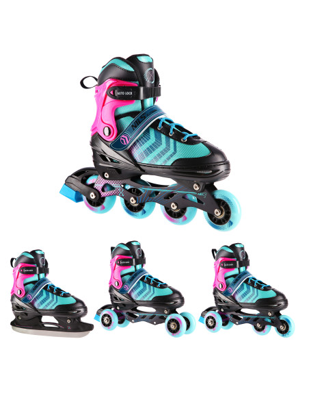 4-IN-1 SCHWARZ-VIOLETT GRÖßE S(29-33) INLINER MIT DER AUSTAUSCHBAREN HOCKEY-KUFE NILS EXTREME