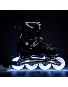 4-IN-1 SCHWARZ LED GRÖßE M(35-38)  INLINER MIT DER AUSTAUSCHBAREN HOCKEY-KUFE NILS EXTREME 2