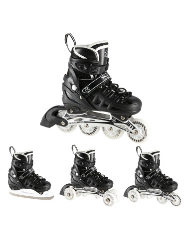 4-IN-1 SCHWARZ LED GRÖßE L(39-42)  INLINER MIT DER AUSTAUSCHBAREN HOCKEY-KUFE NILS EXTREME